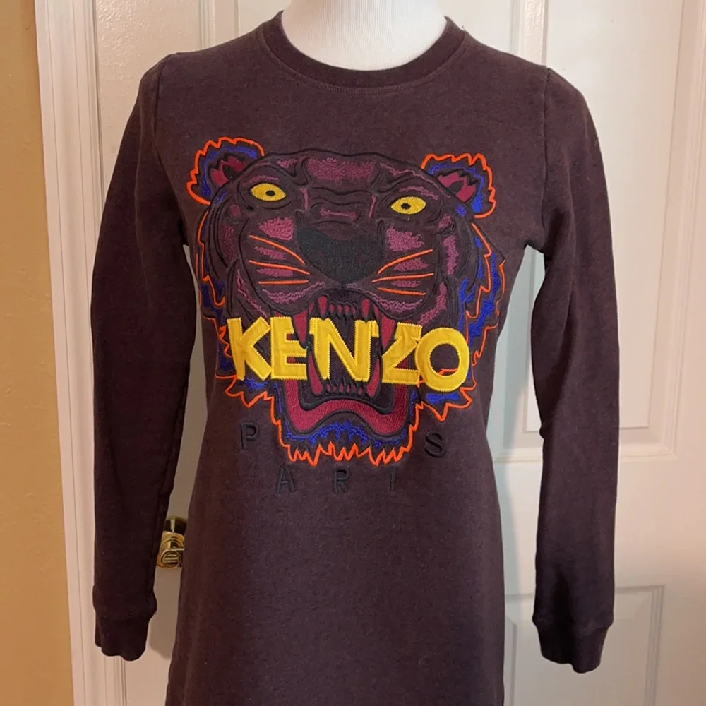 Hold for Lil Wenz -Kenzo Tiger Embroidered Cotton Sweatshirt Dress - Picture 3 of 5